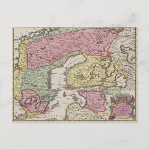 Antique Map of Sweden 2 Postcard