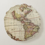 Antique Map of the Americas by Johannes De Ram Round Pillow