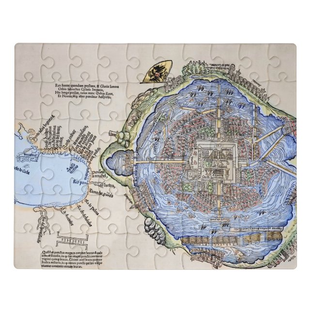 Antique Map of the Aztec Capital Tenochtitlan Jigsaw Puzzle (Puzzle Horizontal)