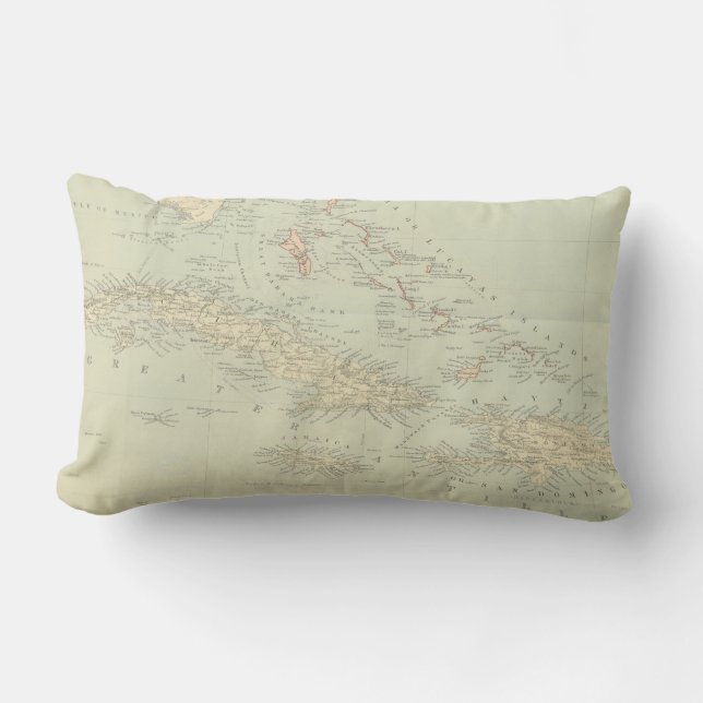 Antique Map of the Bahama Islands Lumbar Pillow (Front)