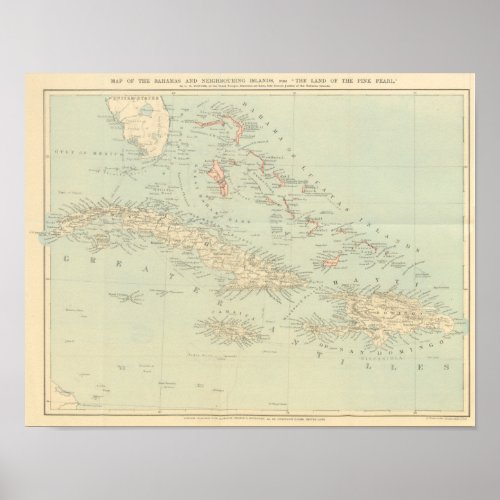 Antique Map of the Bahama Islands Poster