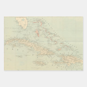 Antique Map of the Bahama Islands Wrapping Paper Sheets
