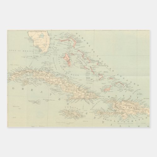 Antique Map of the Bahama Islands Wrapping Paper Sheets