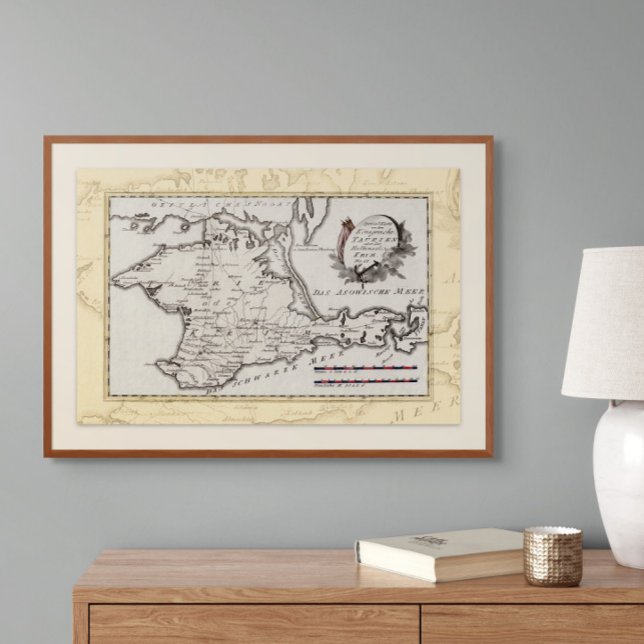 Antique map of the Crimean Peninsula Poster (Size shown is appox. 30 x 20 inches. Other sizes available. Frame not included.)
