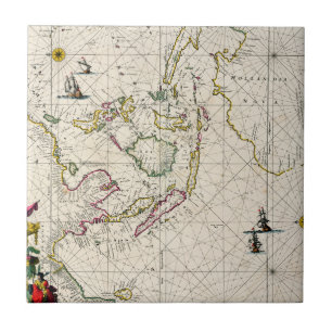 Antique Map of the East Indies Ceramic Tile