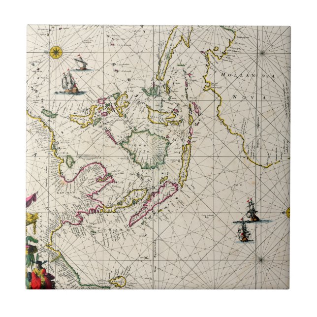 Antique Map of the East Indies Ceramic Tile (Front)