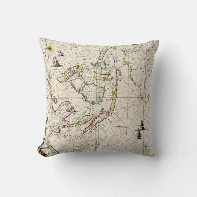 Antique Map of the East Indies Throw Pillow (Front)