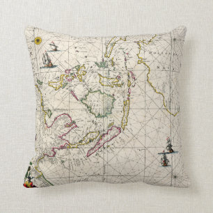 Antique Map of the East Indies Throw Pillow