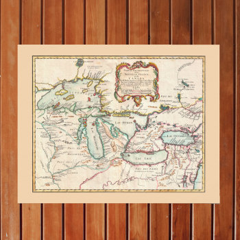 Antique Map Of The Great Lakes Poster by whereabouts at Zazzle