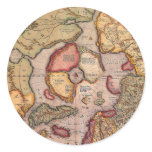 Antique Map of the North Pole Map by Mercator Classic Round Sticker