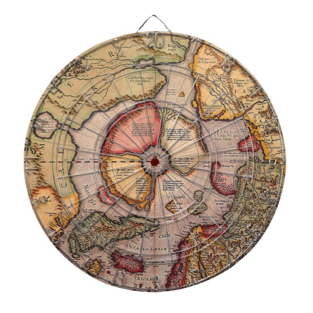 Antique Map of the North Pole Map by Mercator Dart Board (Front)