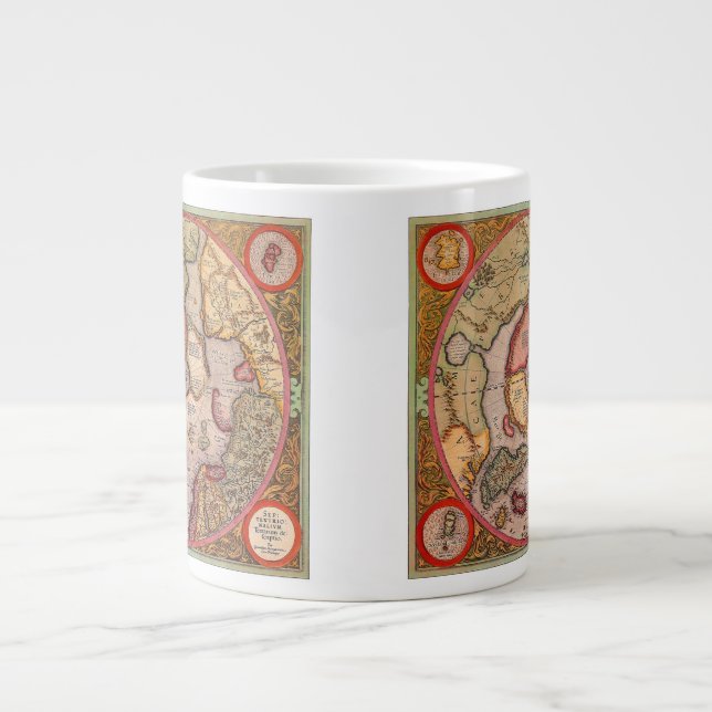 Antique Map of the North Pole Map by Mercator Giant Coffee Mug (Front)