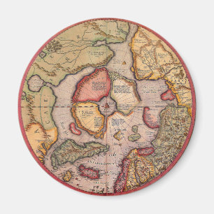 Antique Map of the North Pole Map by Mercator Magnet
