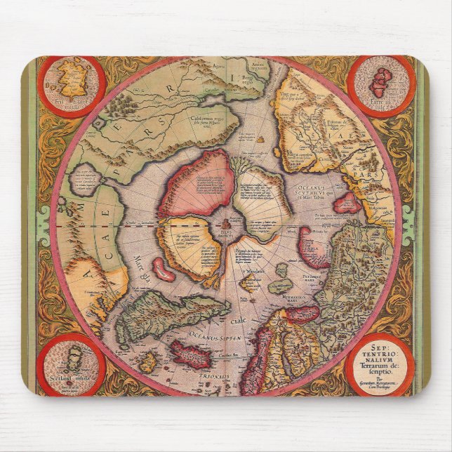 Antique Map of the North Pole Map by Mercator Mouse Pad (Front)