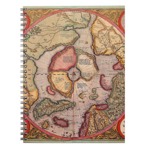 Antique Map of the North Pole Map by Mercator Notebook