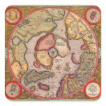 Antique Map of the North Pole Map by Mercator Square Sticker