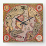 Antique Map of the North Pole Map by Mercator Square Wall Clock