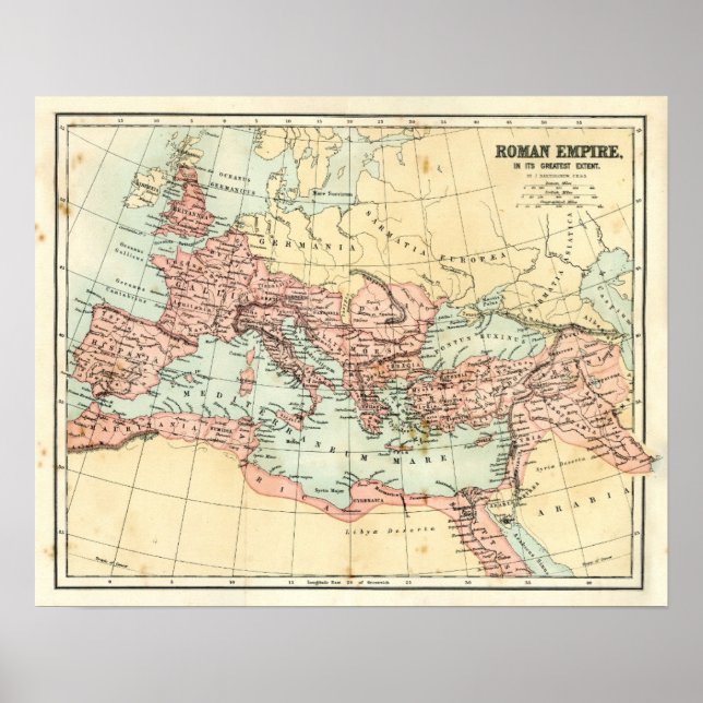 Antique map of the Roman Empire Poster (Front)
