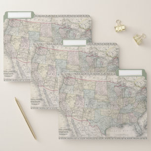 Antique Map of the United States File Folder