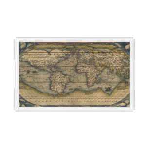 Antique Map of the World Acrylic Tray