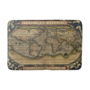 Antique Map of the World Bathroom Mat