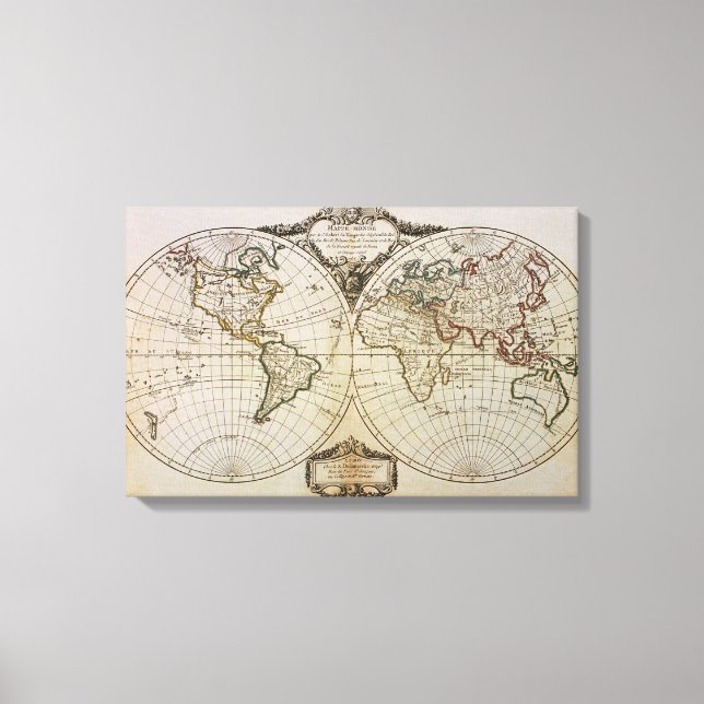 Antique Map of the World Canvas Print (Front)