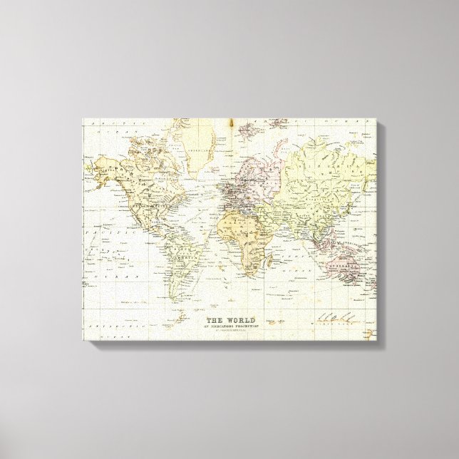 Antique Map of the World Canvas Print (Front)