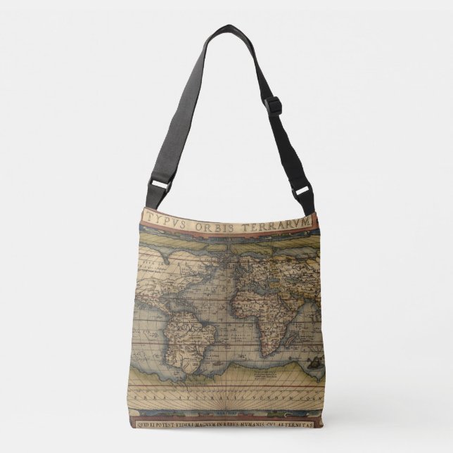 Antique Map of the World Crossbody Bag (Front)