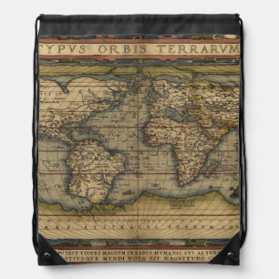 Antique Map of the World Drawstring Bag