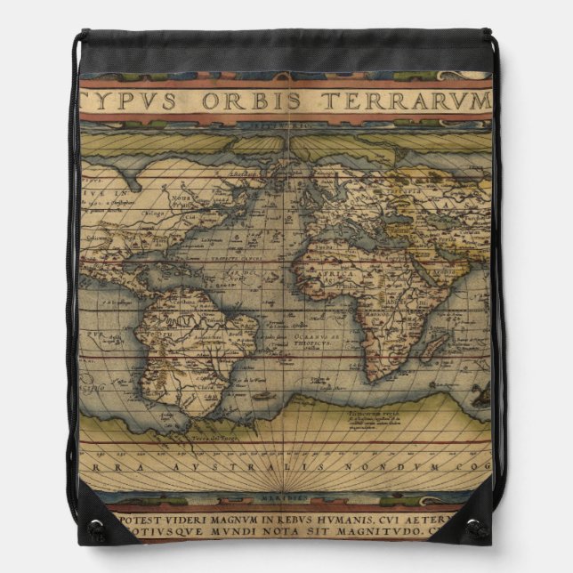 Antique Map of the World Drawstring Bag (Front)