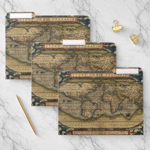 Antique Map of the World File Folder