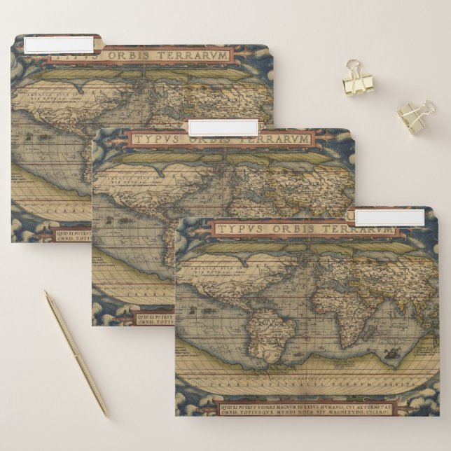 Antique Map of the World File Folder (Set)