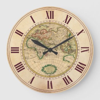 Antique Map Of The World Large Clock by RomanticArchive at Zazzle