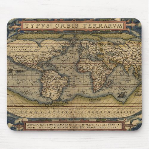 Antique Map of the World Mouse Pad