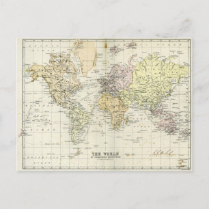 Antique Map of the World Postcard