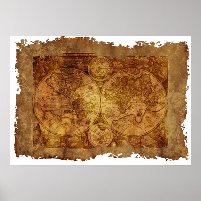 Antique Map of The World Poster (Front)