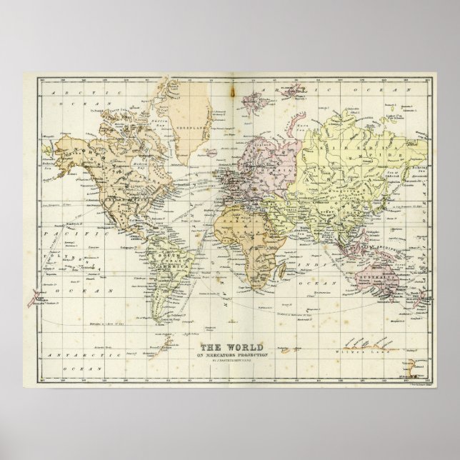 Antique Map of the World Poster (Front)