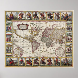 Antique Map of the World Replica Poster