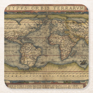 Antique Map of the World Square Paper Coaster