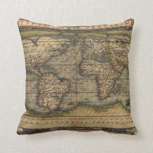 Antique Map of the World Throw Pillow
