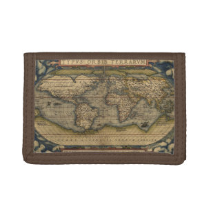 Antique Map of the World Tri-fold Wallet