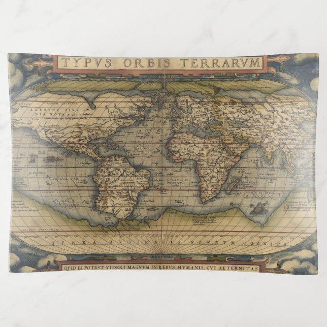Antique Map of the World Trinket Tray (Front)