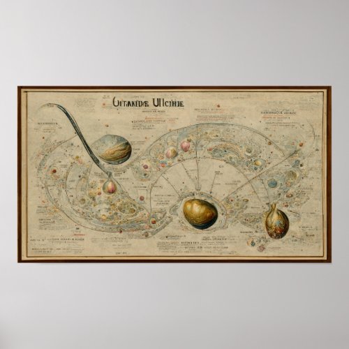 Antique map of uranus poster