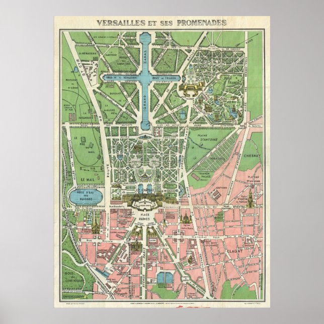 Antique Map Of Versailles, Vintage France Poster (Front)