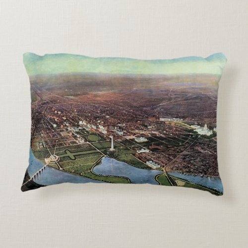 Antique Map of Washington DC and the Potomac River Accent Pillow
