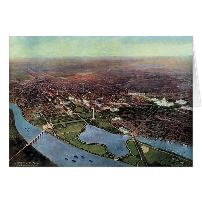 Antique Map of Washington DC and the Potomac River Cards (Front Horizontal)