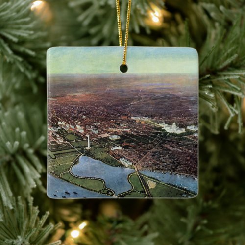 Antique Map of Washington DC and the Potomac River Ceramic Ornament