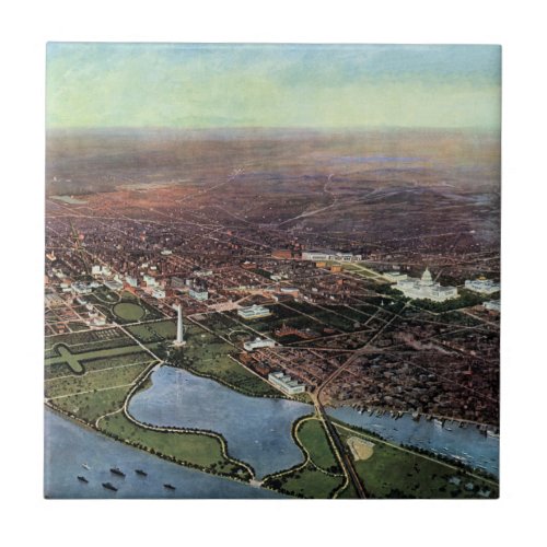 Antique Map of Washington DC and the Potomac River Ceramic Tile
