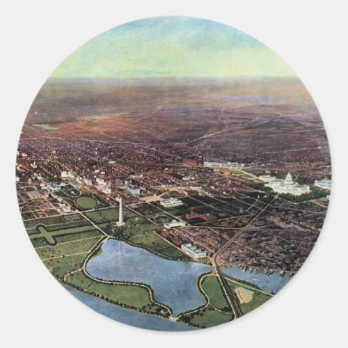 Antique Map of Washington DC and the Potomac River Classic Round Sticker