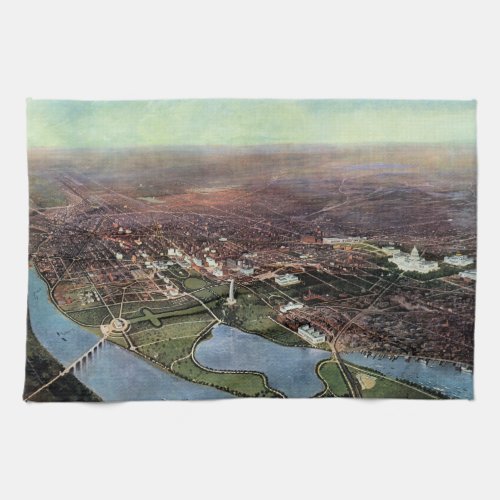 Antique Map of Washington DC and the Potomac River Kitchen Towel